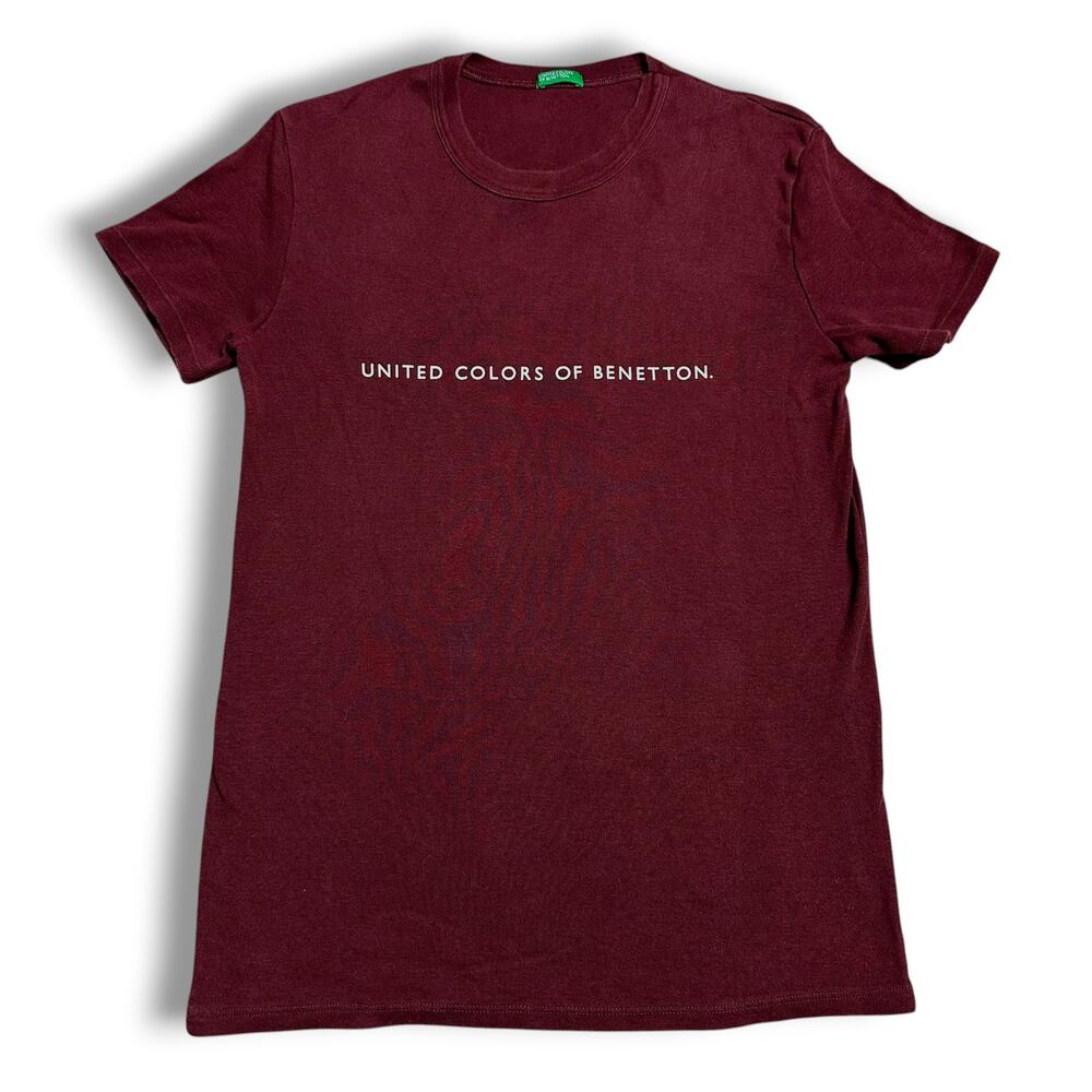Vintage 90s United Colors of Benetton Baby Tee Shirt Burgundy Logo  Italy Made S